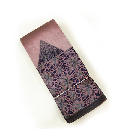 Sophisticated Dusty Rose &amp; Purple Floral Silk Saree