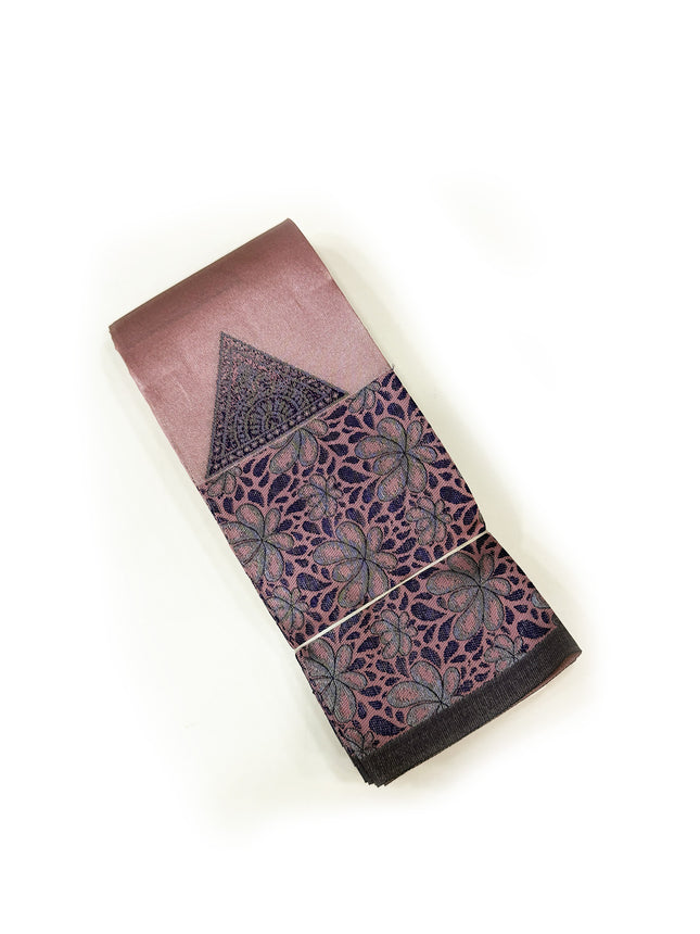 Sophisticated Dusty Rose &amp; Purple Floral Silk Saree