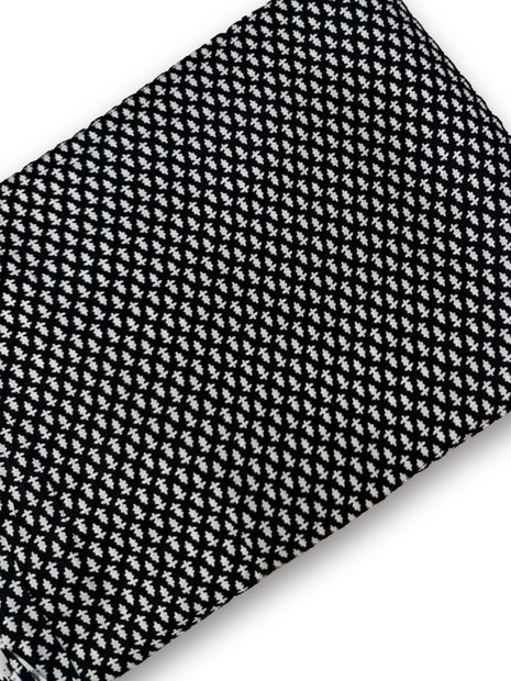 Black & White Micro Floral Geometrical Printed Running material