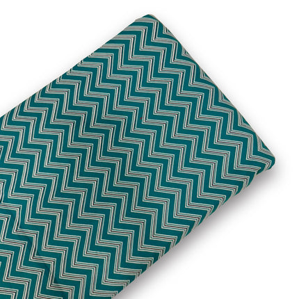 Teal Green Zig-Zag Chevron Printed running material
