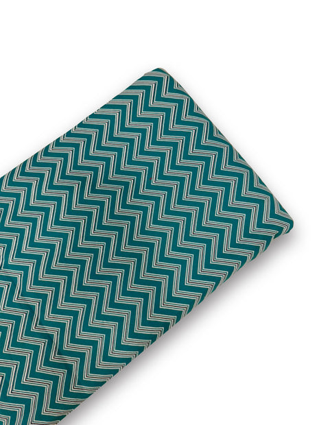 Teal Green Zig-Zag Chevron Printed running material