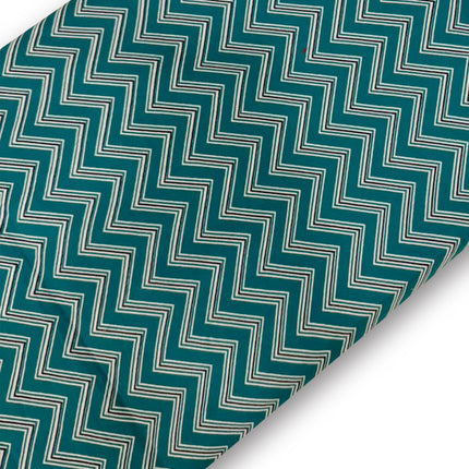 Teal Green Zig-Zag Chevron Printed running material