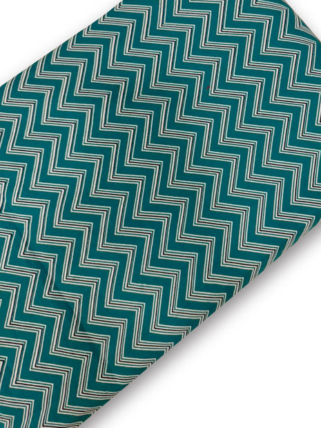Teal Green Zig-Zag Chevron Printed running material