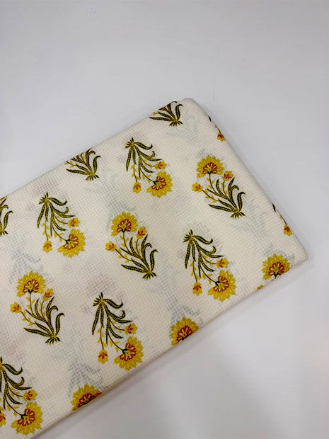 Off-White Yellow Block-Printed running material
