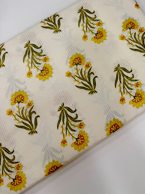 Off-White Yellow Block-Printed running material