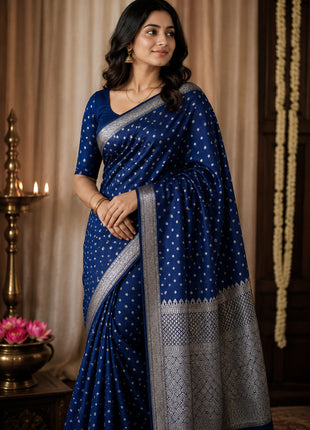 Royal Navy Blue Geometric Saree