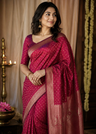 Regal Magenta Silk Saree