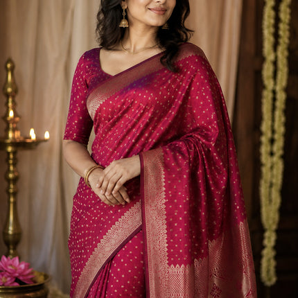Regal Magenta Silk Saree