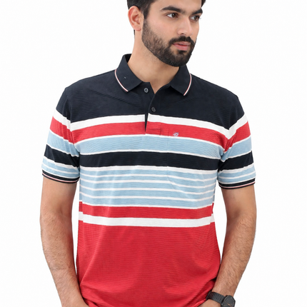 Men's Regular Fit Striped Polo T-Shirt