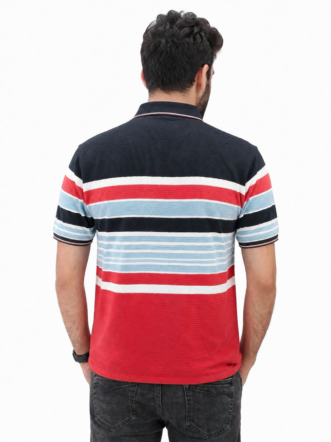 Men's Regular Fit Striped Polo T-Shirt