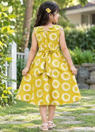 Sunny Yellow Polka Dot Cotton A-Line Frock