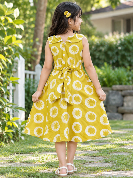 Sunny Yellow Polka Dot Cotton A-Line Frock