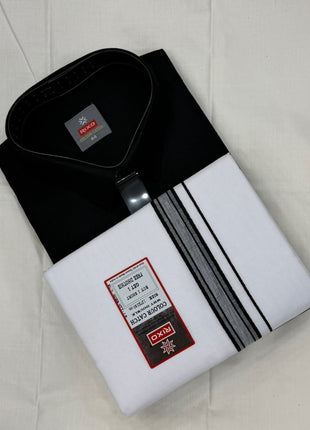 RIXO Men's Classic Black Shirt &amp; Matching Mundu Set
