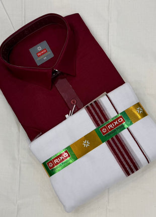 RIXO Men's Ethnic Shirt & Matching Mundu Set