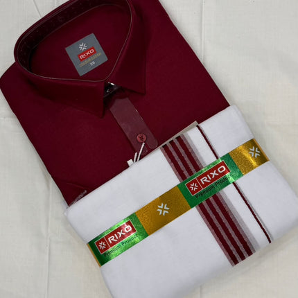 RIXO Men's Ethnic Shirt & Matching Mundu Set
