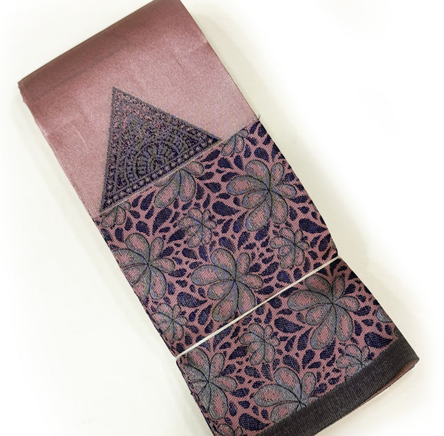 Sophisticated Dusty Rose &amp; Purple Floral Silk Saree