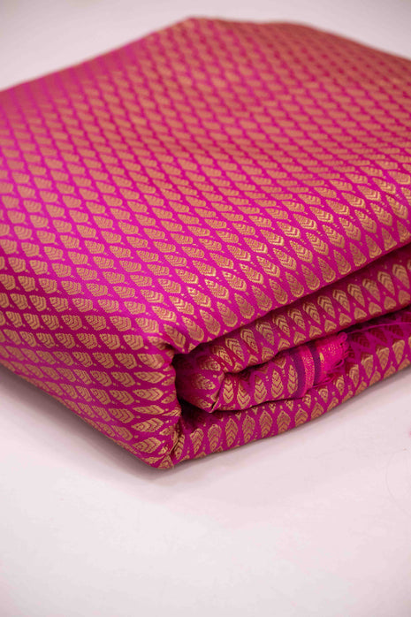 Magenta Pink Gold Brocade Running material