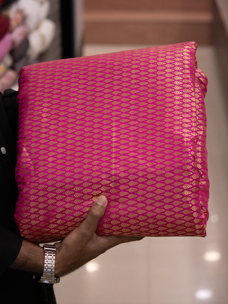 Magenta Pink Gold Brocade Running material