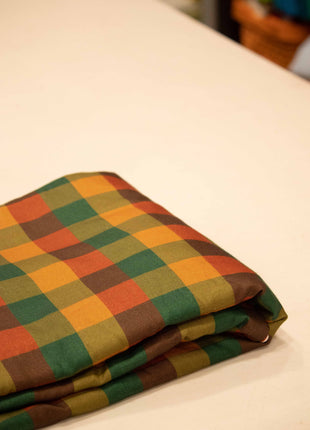 Multicolor Earthy Checked Cotton Running material