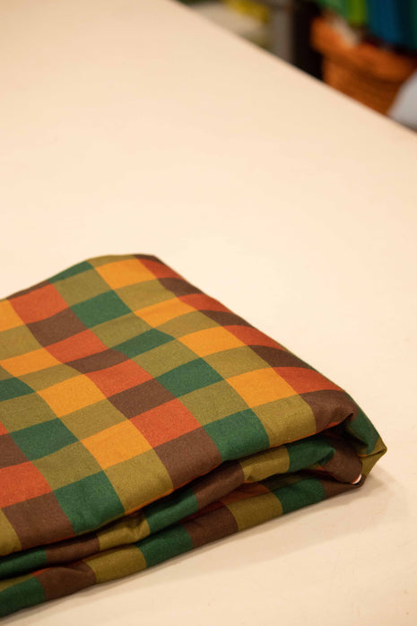 Multicolor Earthy Checked Cotton Running material